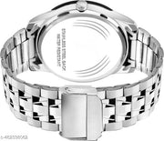 Natrix Analog Round Black Dial ALPHABET A Design Stylish Silver Stainless Steel Strap Classic Design Fancy Wrist Watch for Men and Boys, Pack of 1 - ALPHA-A-AVO-SIL-STL