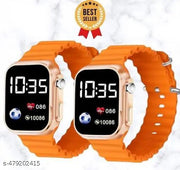 Square Dial Digital Watches Combo for Boys LED Lights Watch Kids Children Pack of 2