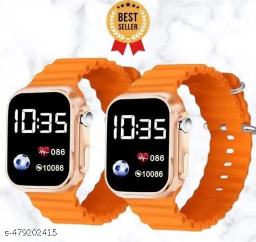 Square Dial Digital Watches Combo for Boys LED Lights Watch Kids Children Pack of 2