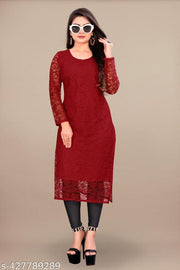 Elegant Net Fabric Embroidered Kurti for Women