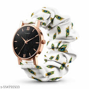 Scrunchies Watch Classic Dial & Unique Scrunchies Watch For Girl & Women Antique Women Multicolor Satin Febric Belt Scrunchies Watch