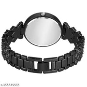 OHHO Special Edition Black Dial & Black Metal Bracelet Chain Analog Watch - For Women's-Ladies's-Girl's