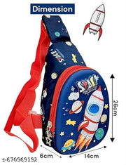 SPOCCO | SPACE Kids Chest Bag Cartoon Print Bag for Kids One Side Shoulder Bag, Cross Body Bag for Kids, Travel Chest Bag, Sling Bag, Crossbody Chest Sling Bag, Gift for Boys Girls, crossbody bag perfect for travel, picnics, or playdates.