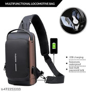 Sling Bag For Men CrossBody Backpack For Men Women, Anti-Theft Chest Bag With USB Charging Port,Messenger Bags, Waterproof Casual Shoulder Bag