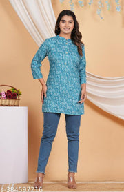 short kurti printed for women party wear