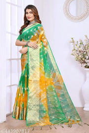 NEW FANCY ORGANZA SAREE  MULTY COLOUR SAREE