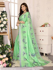 SSC Women's Printed Trendy Art Silk Saree with Blouse Material