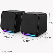 USB Computer Speakers, 6W Stereo Sound with Multicolor LED, USB Powered & AUX Input, Volume Control Pod for PC, Laptop | Black ( Pack of 1 )