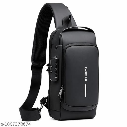 Men's Anti-Theft Cross Body Sling Bag with USB Charging , Water Resistant, Password Lock, Lightweight Travel & Office Chest Bag