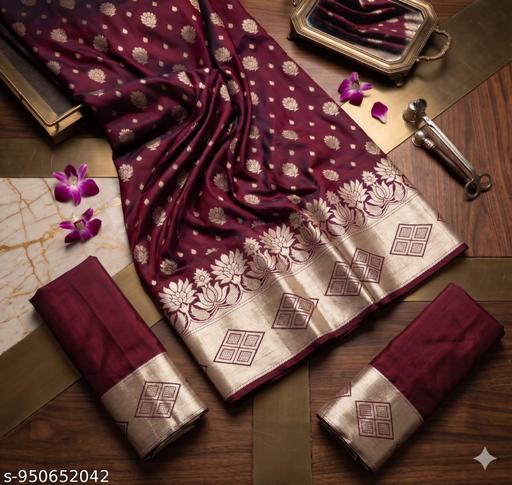 Soft Jacquard Silk Saree for Women under ₹600 | Cream & Green Zari Woven Saree for Wedding & Festive Wear
