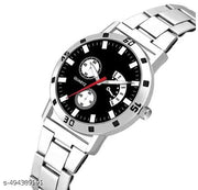 Silver Watch with Stunning Black Dial Chain Watch