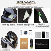 Sling Bag For Man Women TEKCOOL Waterproof Slim Unisex Crossbody Sling Bag with USB Charging Port Chest Backpack Men's Shoulder Bag,Travel Handbag, Hard Shell Anti-Theft Bag