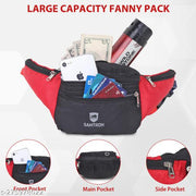 SAMTROH Stylish Waist Bag Elegant Style Travel Pouch Passport Holder Waist Bag (Black, Red)