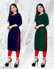 DOZZER FOX  Casule creap kurti  for woman multicoloured  low price  combo of 2