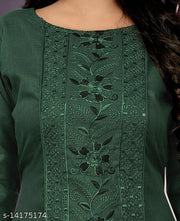 Hetsa Women Cotton Blend Embroidered Plus Size Kurtis