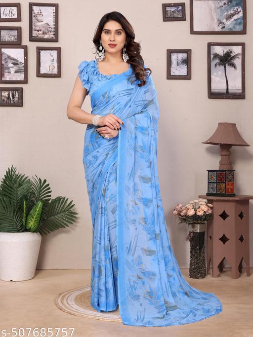 Daily Wear Bollywood Style Abstract Printed Saree For Women with Unstitch Blouse Piece