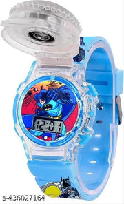 Digital Dial Cartoon Revolving Cap Glowing Light Cartoon Printed Strap Colorful Kids Watch for Boys & Girls /BATMAN