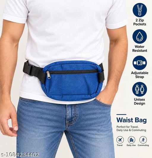 Men’s Blue Waist Bag Multi Pocket Sling & Fanny Pack | Adjustable Belt Bag for Travel & Daily Use Waist Bag for Every day The Modern Stylish waist bag for men and women