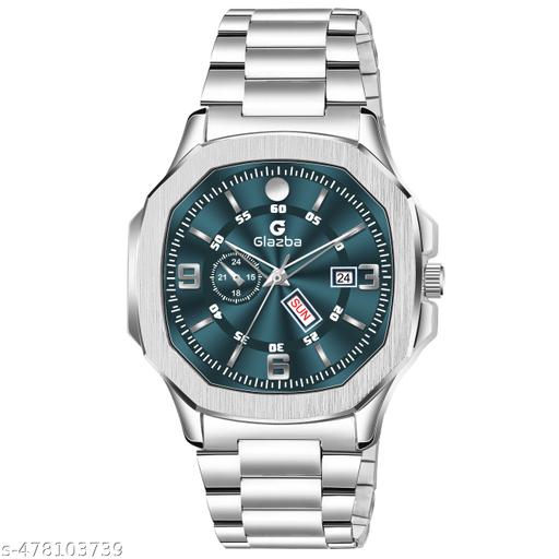 Day & Date Function Watch With Stainless Steel Chain Analog Watch - For Men