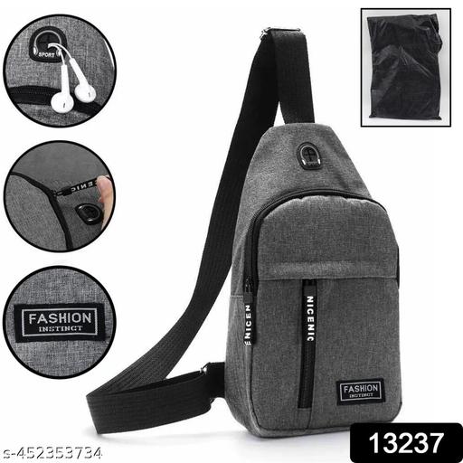 body fanny pack waist bag, Shoulder Bags Chest Men Casual fashion USB Charging earphone hook Sling Travel Bag (1 Pc)