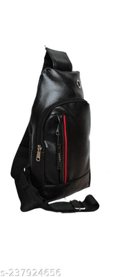 MISHK PU Foam Leather Chest Crossbody Daypack Shoulder Sling One Strap Travel Bag | Chest Bag for Men & Women
