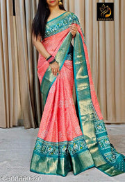 Dola Silk Cheks Jaquard Printed Saree With Blouse