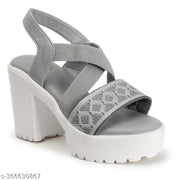 Kajmi Women Cross-Strap style Heel footwear wedges Block Chunky High Heel Ankle Elastic Strap Open Toe Sandl for women girls ledies