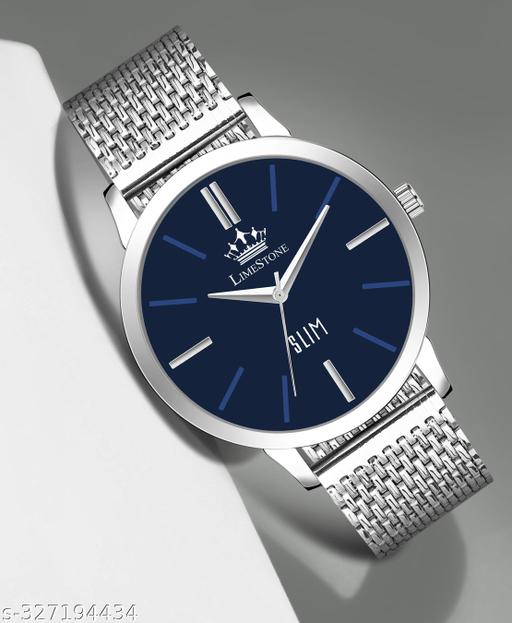 LIMESTONE  Mesh Design Chain Minimalist Slim Meta Quartz Analog Watch - For Men