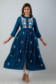 Womens Rayon kurta, partywear kurta, dailyuse kurta, kurti, kurta for womens, trendy kurta, embroidery kurta, embroidery kurti, long kurta, flared kurta, anarkali kurta