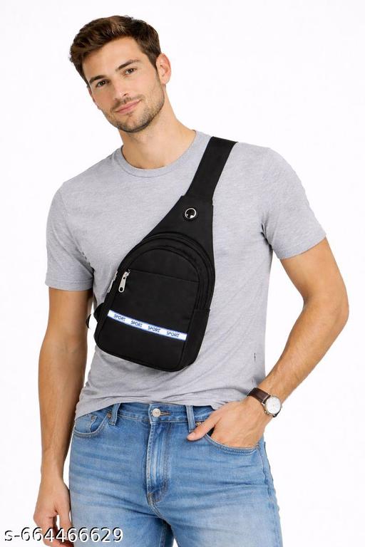 Sling mobile bag Crossbody travel bag Stylish Shoulder Bag chest bag Backpacks Lightweight One Strap Sling Bag for Men & Women (Black - 30 x 21 x 7 Cm)