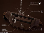 Men's Faux Leather Waist Bag Multi Pocket Travel Belt Pouch