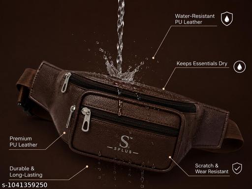 Men's Faux Leather Waist Bag Multi Pocket Travel Belt Pouch