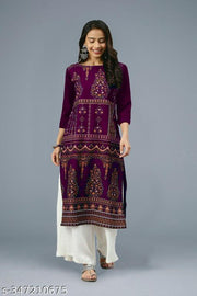 Printed Crepe Straight Festival Kurti Wear link Daily Wear Kurti (Combo Pack 6 Kurta )
