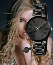 New Ethnic Solid Black Designer Metal Belt Analog Watches for Women