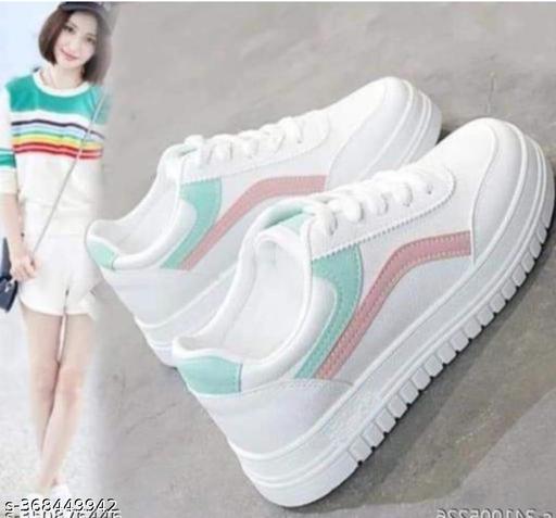 Wogdan Women's White Stylish Casual Sneakers Shoes For Girl And Women