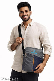 Fashion Tribe unisex cross-Body sling bag messenger bag shoulder bag pouch for men and women (GREY&BLUE)