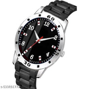 Yolako Black 126 Dial Silver Cash Black Pu Bump Belt Boy and Men Watch