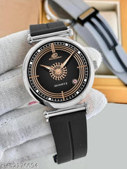Date Function  Magnet Strap Analog Watch for Men & Boys Silver_26000k