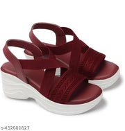 Trending maroon and white wedge sandals