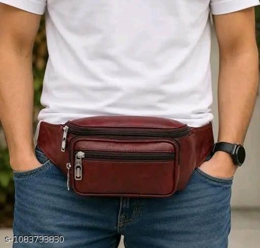 Premium Brown Leather look Waist Bag for Men