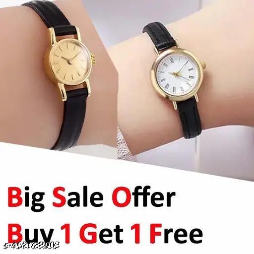 New Classy trending Best Selling Black Gold analog watch for girls and women pack of 2