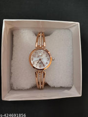 SJE Premium mini Analog watch for ladies stone design rose gold