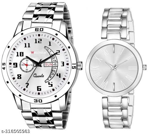 Best Quality Stain less Steel Day Date Couple Watch For Men&Women and Boys&Girls