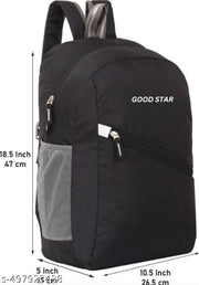 Backpack Bag for Men & Women | College Backpack | Travel Daypack with 3 Spacious Compartments | Dual Front Quick Access Pockets | Side Mesh Bottle Pocket | Durable Top Handle | Black