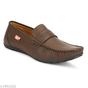 Brown Solid Loafers For Men