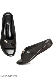 Flat Sandals and Black Slipper for Women , Women's Fashion Sandal Faux Leather, Comfortable & Stylish Wedges Ideal for Casual & Formal Occasions, Comfortable Lycra Slippers For Women, Flats for Women Stylish Latest Girls Sandals