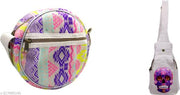 Girls and Womens Multicolor Hemp Round Sling Bag