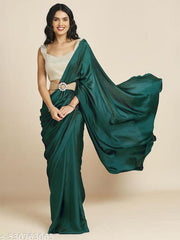 Beautiful Plain Two-Tone Soft Silk Saree with Running Blouse Piece