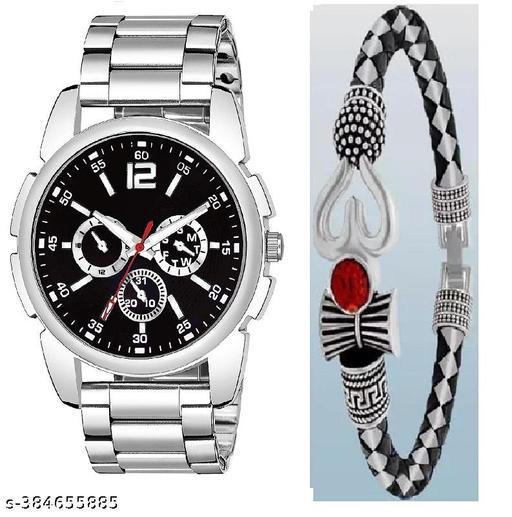 New Generation Watch Combo for Men and Boys Analog Watch - For Boys Stainless Chain Watch and Om Kadu Combo For Men and Boys