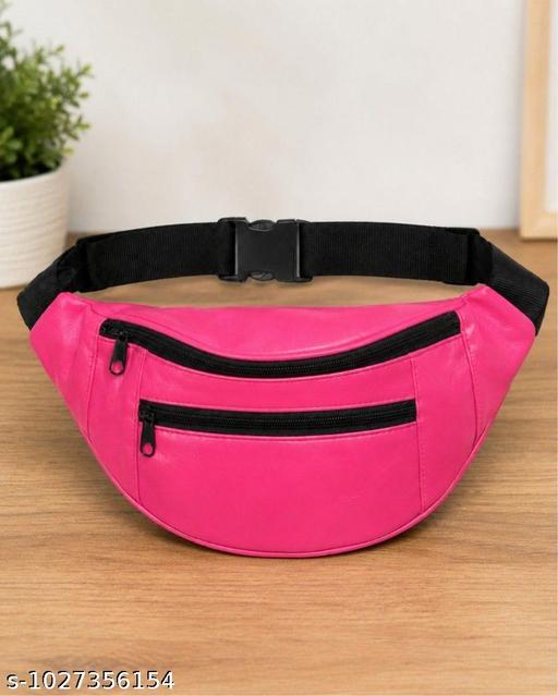 Waist / Sling bag for man /women ,pure pink  leather / Travel /water prof/Gift  for husband ,family .